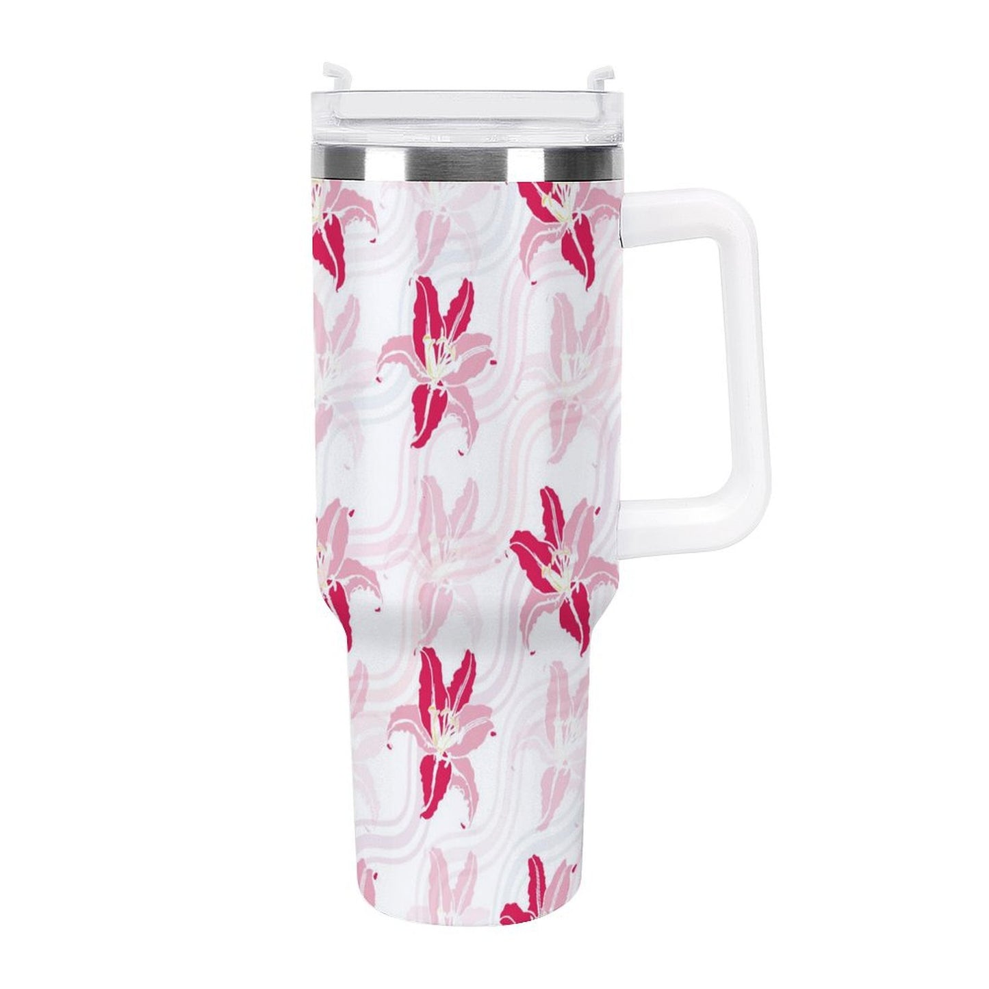 PHDT00366 POD US Local Tumbler 40 oz Large Capacity Car Cup Flower, Contrast, Pink