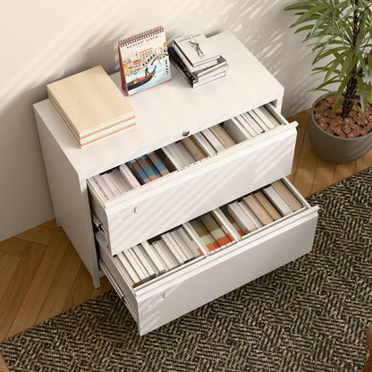 US Local Metal Lateral File Cabinet, 2 Drawers Lateral Filing Cabinet, Office Wide Storage File Cabinet For Letter,Legal,A4 Size, Assembly Required