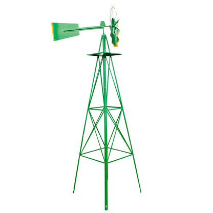 US Local 8FT Weather Resistant Yard Garden Windmill Green