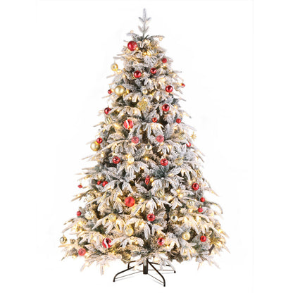 US Local 7ft Green Plush, 450 Lights, Warm Color 8 Mode, 1687 Branches, Automatic Tree Structure, Single-sided PE, PVC Material Christmas Tree