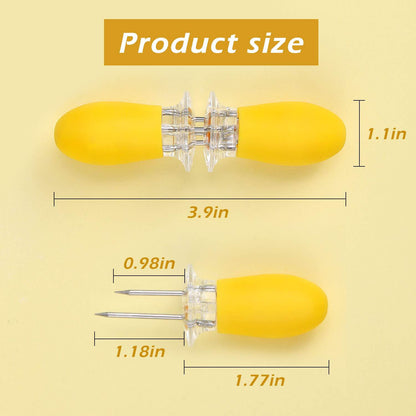 US Local Yellow Corn Cob Holder Stainless Steel Fork Skewer Is Suitable For Corn On The Cob Grilling Tools