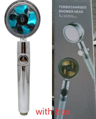 US Local Shower Head Water Saving Flow 360 Degrees Rotating With Small Fan ABS Rain High Pressure Spray Nozzle Bathroom Accessories