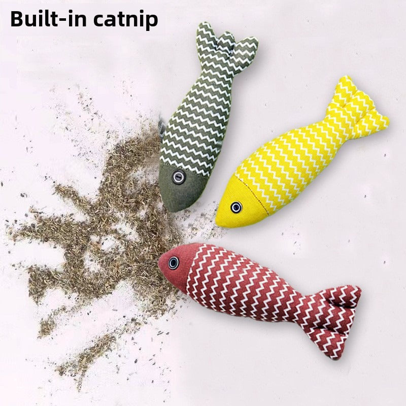 US Local Pet Mint Fish Toy - Three Colors Are Randomly Issued, Shovel Officials Must Enter, Pet Mint Fish Toys, Suitable For Cats Of All Ages