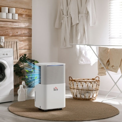 UK Local HOMCOM 10LDay 2000ML Portable Quiet Dehumidifier For Home Laundry Room Bedroom Basement, Electric  Air De-Humidifier With 3 Modes