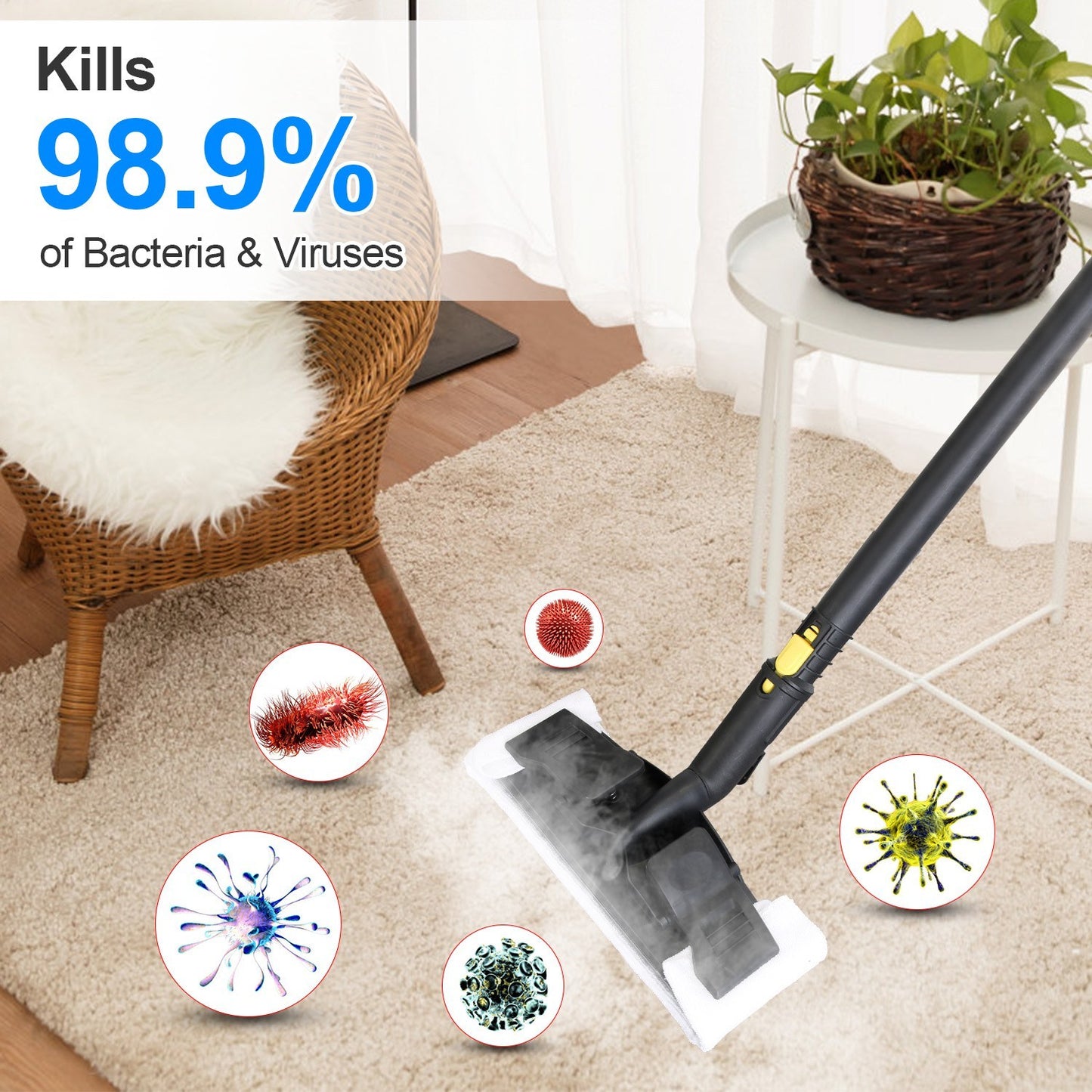 US Local 1Pc 1800W Steam Cleaning Machine With Wheels High Temperature And Pressure Steamer Cleaner With 2L Water Tank Stepless Steam Control 15 Accessories