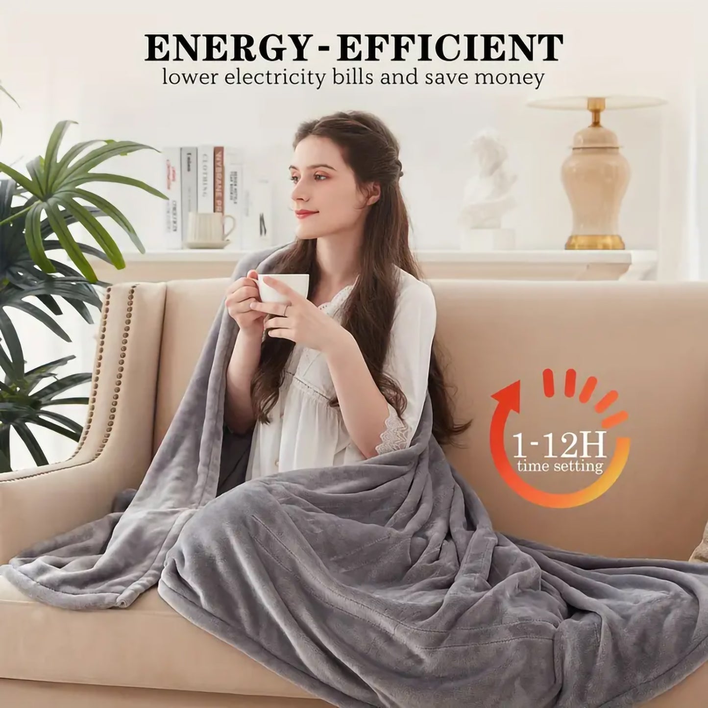 US Local Heated Blanket Queen Size With Dual Zone Control - 10 Heat Settings Electric Throw Blanket With Automatic Shut Off Timer, Machine Washable Soft Flannel