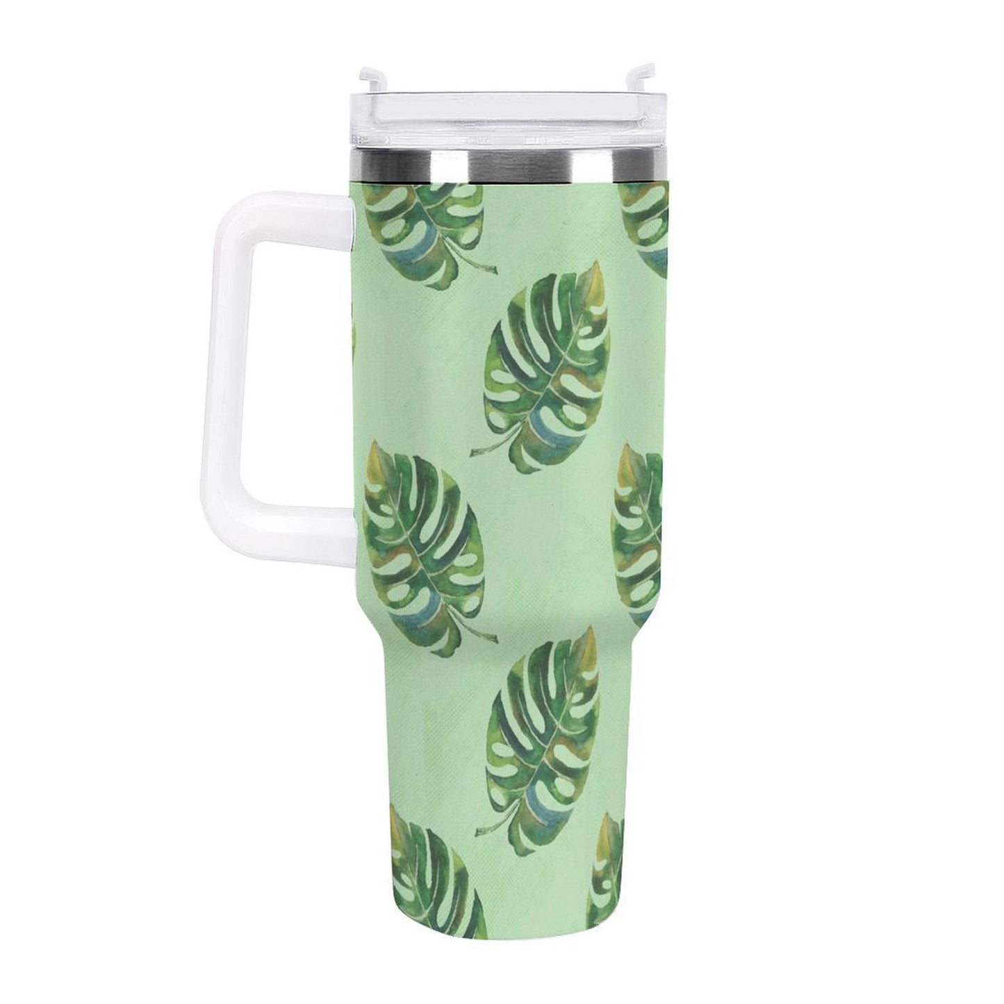 PHDT00095 POD US Local Tumbler 40 oz Large Capacity Car Cup Turtle Back Leaf, Green