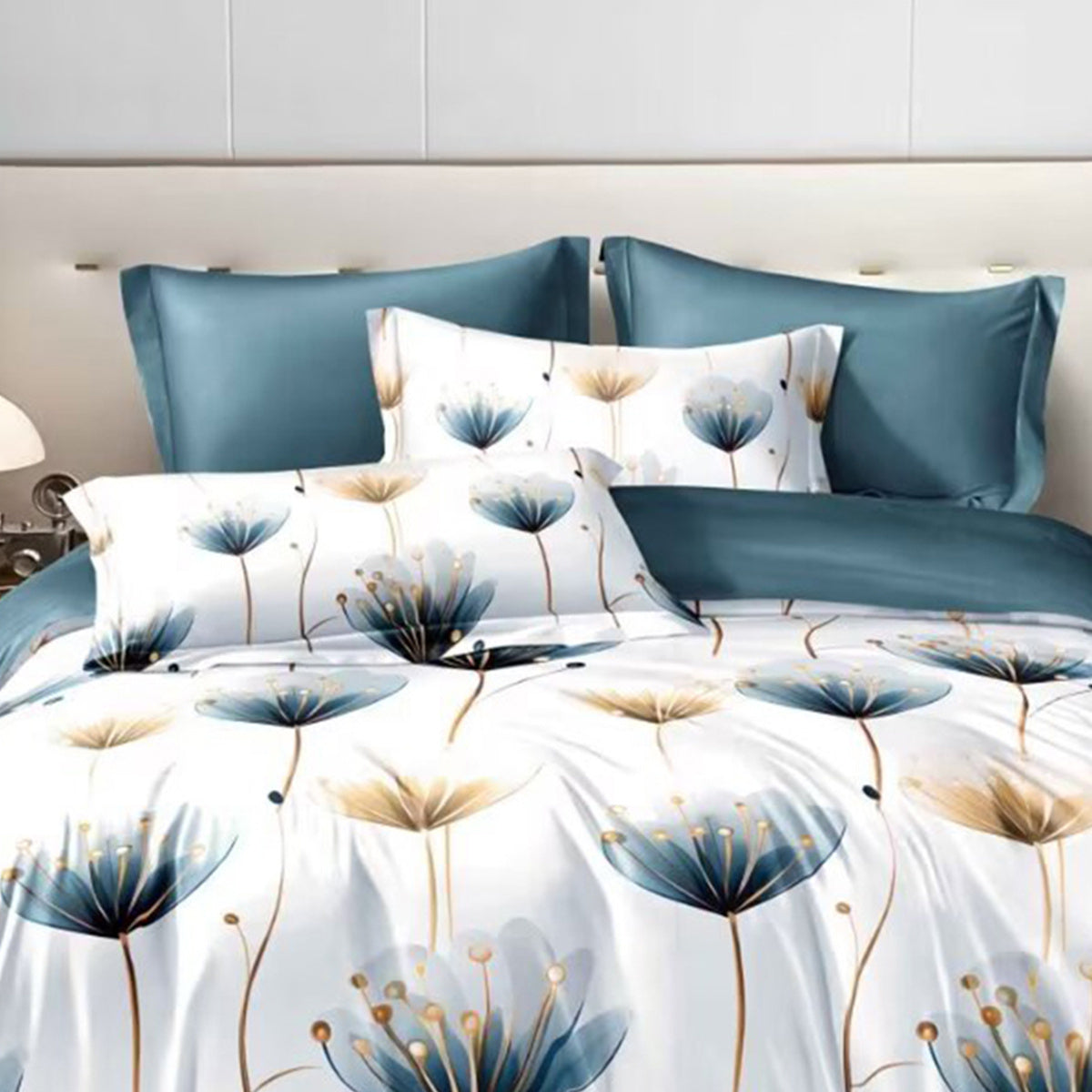US Local 3 piece Set Of Simple And Fresh Blue And White Floral Duvet Cover, Polyester Bedroom Decoration Bedding Set Twin Full Queen King Size