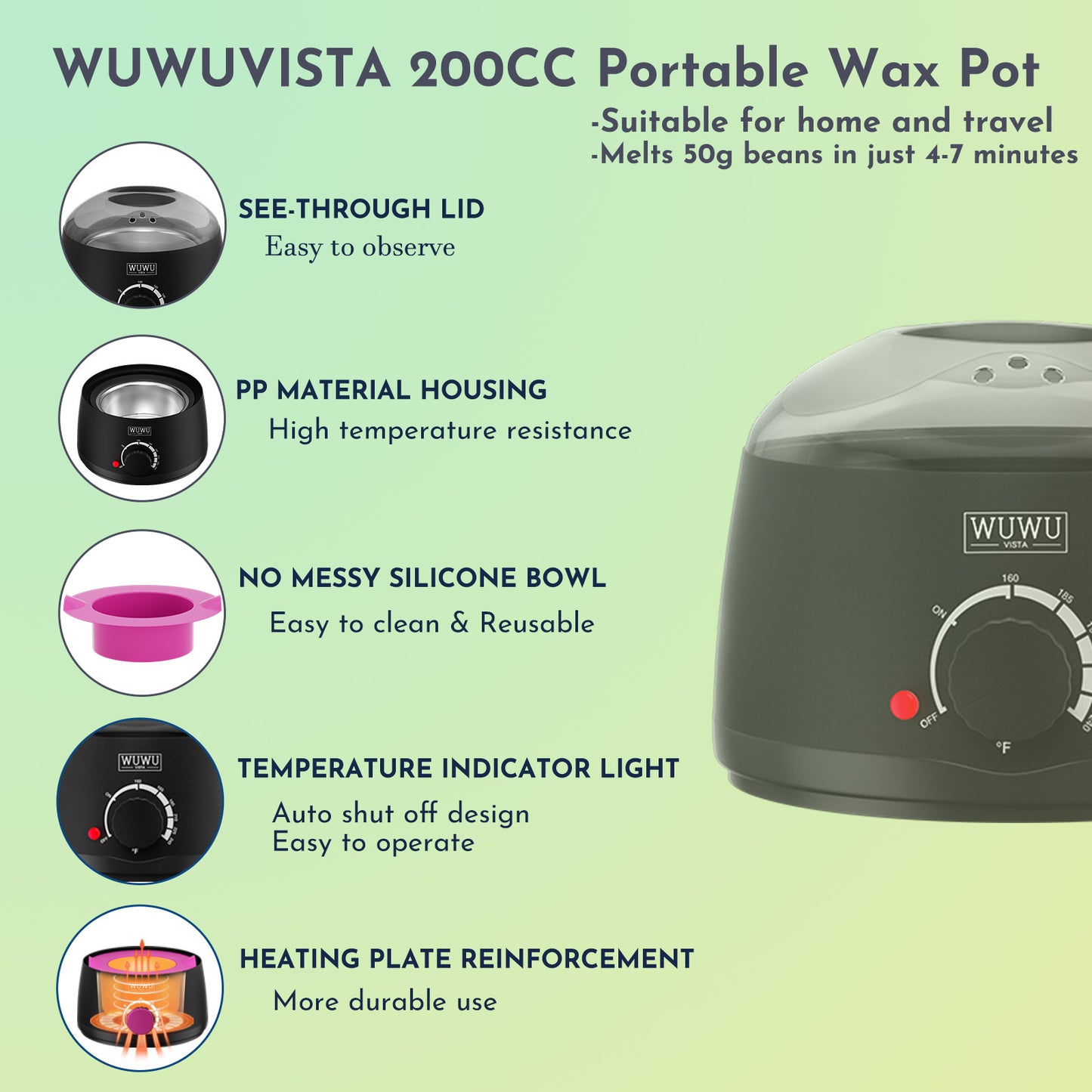 US Local Waxing Kit 19 Items, WUWUVISTA Hair Removal Wax Kit With Wax Melt Warmer Waxing Beads For Face, Brazilian, Full Body, Bikini Suitable For Plugs Of American & European Specifications