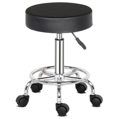 US Local Semi-PU Leather SGS Certified Air Bar Shaped Cotton 8cm Thickness Nylon Wheel 150kg Black Technician Stool Round Cushion