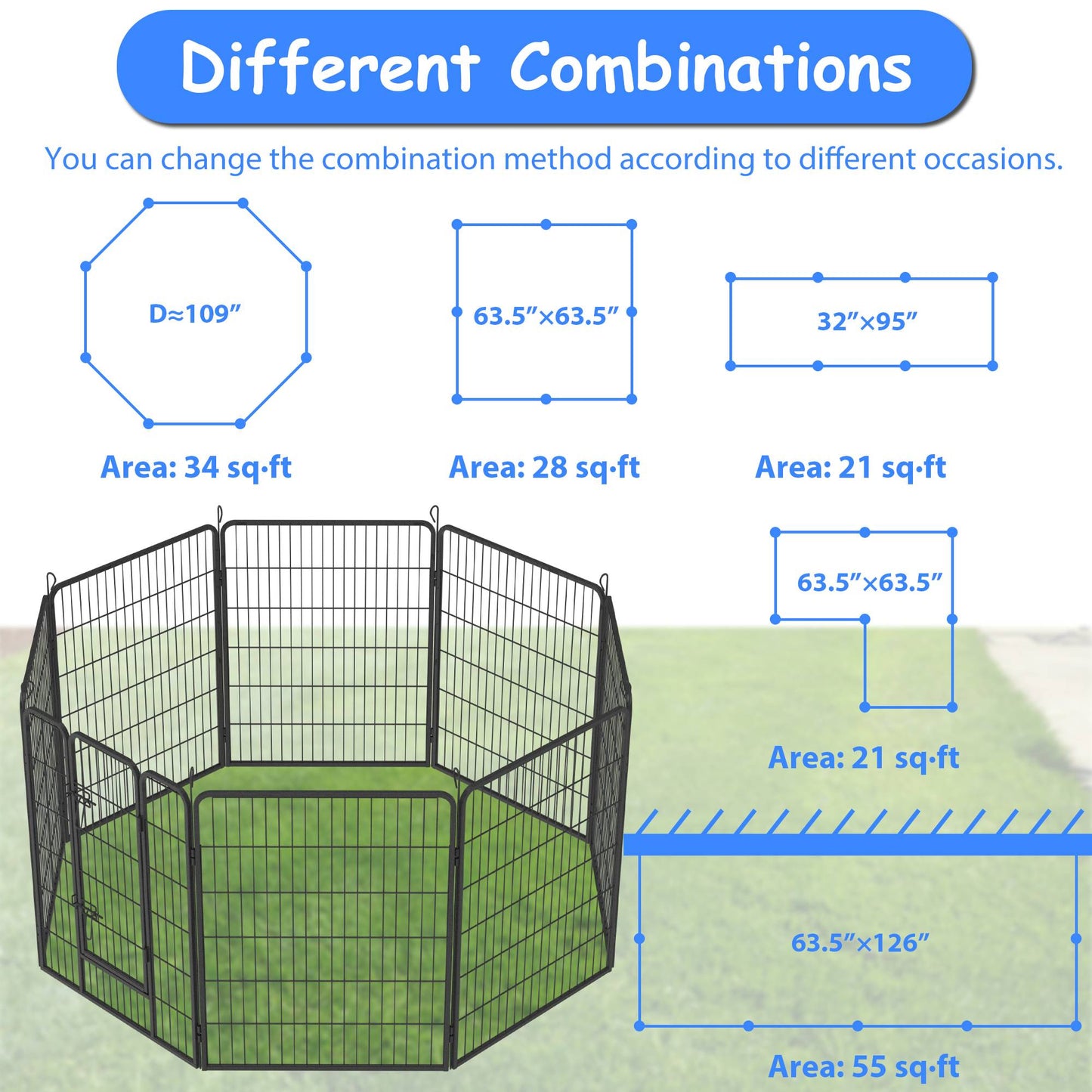 US Local Dog Pens Outdoor Dog Fence Dog Playpen For Large Dogs Dog Kennel Pet Playpen