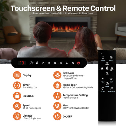 US Local Electric Fireplace Heater With Remote Control