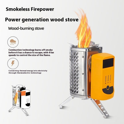 Thermal Power Generation Firewood Stove Outdoor Camping Small Barbecue Stove Rechargeable Portable