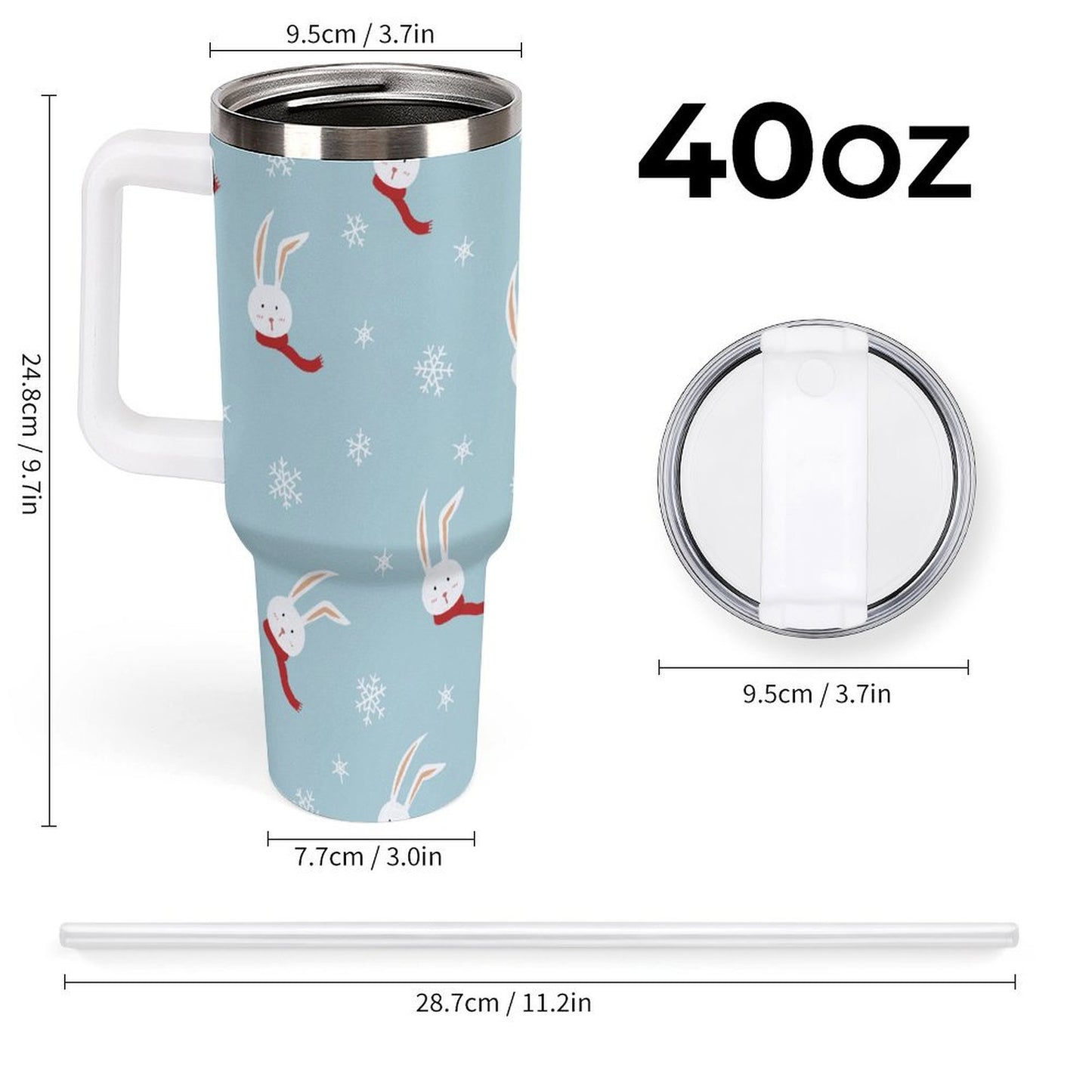 PHDT00304 POD US Local Tumbler 40 oz Large Capacity Car Cup Christmas Rabbit Snowflake