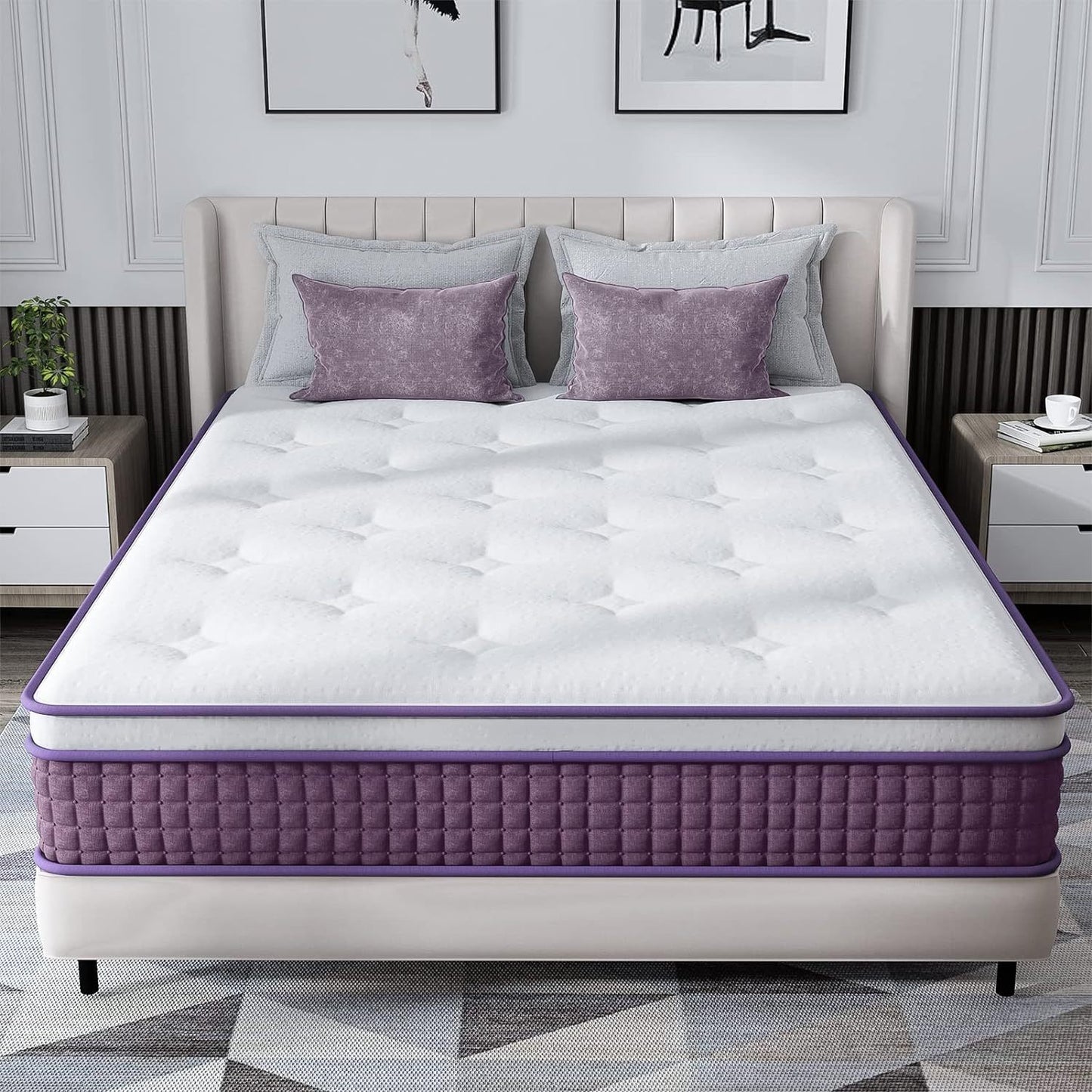 US Local Full Mattress, 12 Inch Hybrid Full Mattress, Full Size Mattress In A Box, Plush Foam Mattress With Individually Pocketed Coils, Motion Isolation For Pressure Relief, Medium Soft