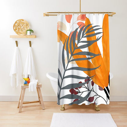 Bathroom Fashion Green Plant Print Waterproof Anti-mildew Shower Curtain