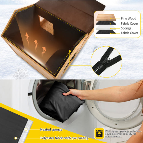 US Local 60.2  Large Outdoor Dog House With Insulated Liner For Winter Waterproof Dog Kennel For Medium & Large Dogs, Dog House With Porch And Asphalt Roof And Elevated Floor, Nature