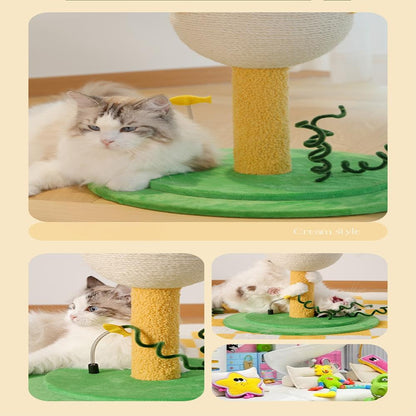 US Local Cute Puffer Fish-shaped Cat Climbing Frame, Three-tier Climbing Tower With Base, Indoor Cat Scratching Post Climbing Frame With Vertical Claw Interactive Cat Toy, Suitable For Cats Of All Sizes