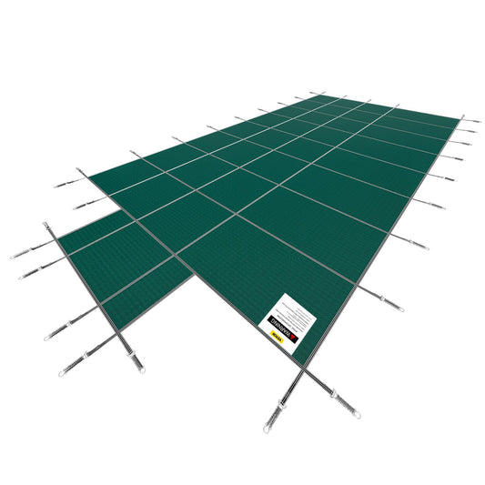 Pool Safety Cover Fits18x36ft Inground Safety Pool Cover Green Mesh With 4x8ft Center End Steps Solid Pool Safety Cover For Swimming Pool Winter