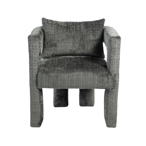 UK Local GOMYWAY Modern Chenille Lounge Chair With A Unique Hollow Armrest Design, With Comfortable Cushions And Pillows, Suitable For Living Rooms, Dining Rooms, Bedrooms And Offices Dark Gray,set Of 2