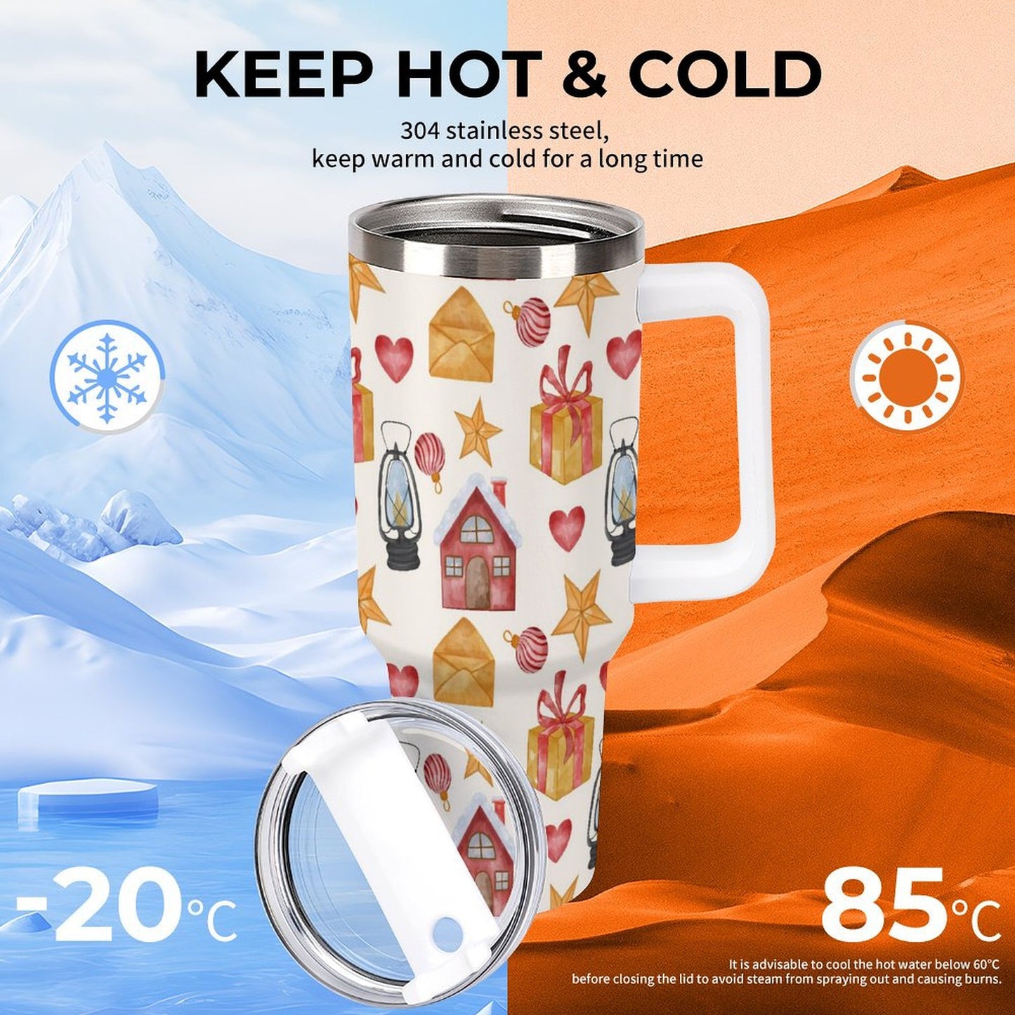 PHDT00168 POD US Local Tumbler 40 oz Large Capacity Car Cup Christmas