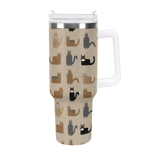 PHDT00267 POD US Local Tumbler 40 oz Large Capacity Car Cup Cat, Brown