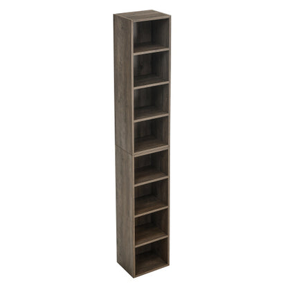 US Local 8 Tier Media Tower, CD DVD Slim Locker With Adjustable Shelves, High & Narrow Bookshelf Display Bookshelf, Suitable For Home Office, Multifunctional Double Deck Bookshelf