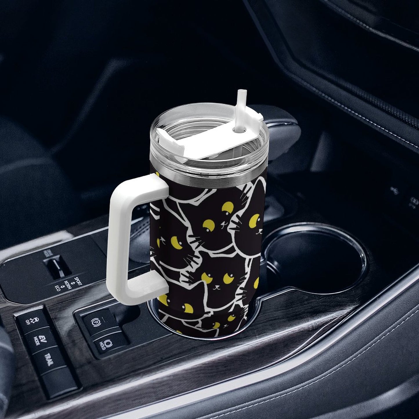 PHDT00270 POD US Local Tumbler 40 oz Large Capacity Car Cup Cat, Yellow Eyes