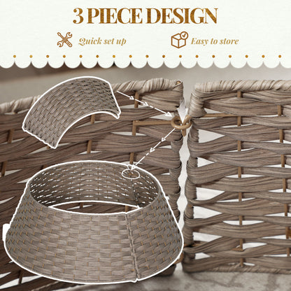 US Local 27 Inch Rustic Christmas Tree Skirt, Plastic Woven Christmas Tree Collar For Party, Holiday, Home Decoration, Coffee