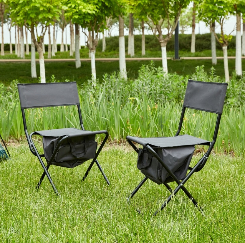US Local 2-Piece Folding Outdoor Chair With Storage Bag For Camping & Picnics