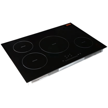 US Local Electric Cooktop, 4 Burners, 30 Induction Stove Top, Built-in Magnetic Cooktop 7500W, 9 Heating Level Multifunctional Burner, LED Touch Screen With Child Lock Over-Temperature Protection