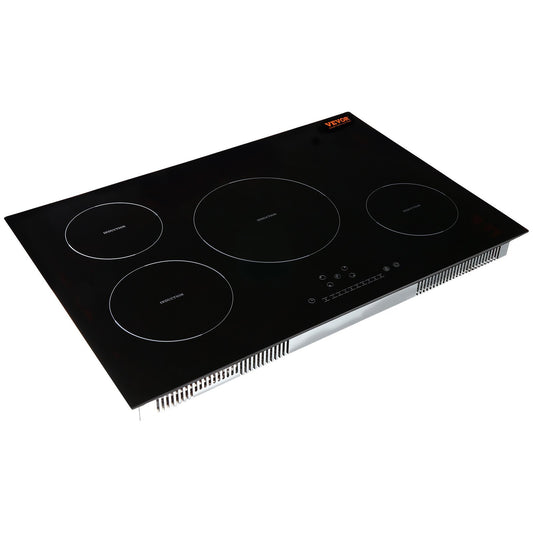 US Local Electric Cooktop, 4 Burners, 30 Induction Stove Top, Built-in Magnetic Cooktop 7500W, 9 Heating Level Multifunctional Burner, LED Touch Screen With Child Lock Over-Temperature Protection