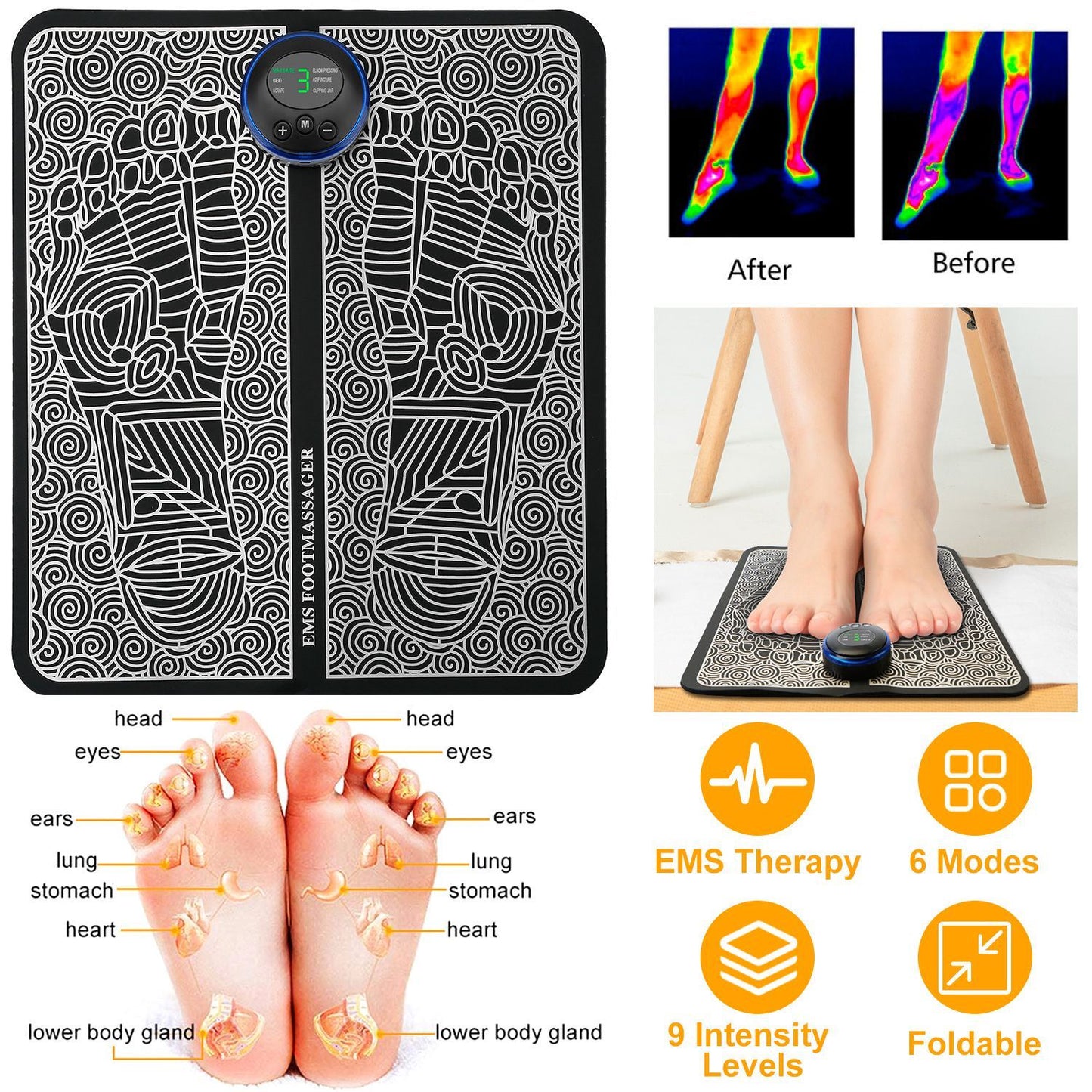 US Local Foot Massage Pad Electric Stimulator Massager