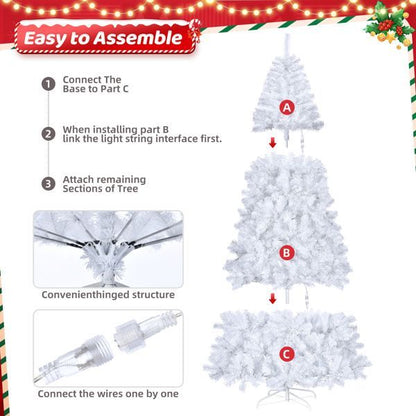 US Local FCH 7ft 1346 Branches Automatic Tree Structure PVC Material 500 Lights Cool Color 8 Modes Christmas Tree White