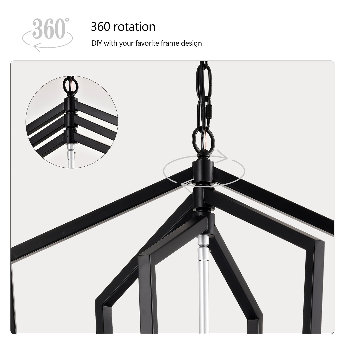 US Local 4-Light Farmhouse Kitchen Chandeliers, Matte Black And Sliver Vintage Rustic Cage Light Fixture Adjustable Height Chandeliers For Dining Room Hallway Foyer Entryway E12 Bulbs Not Included