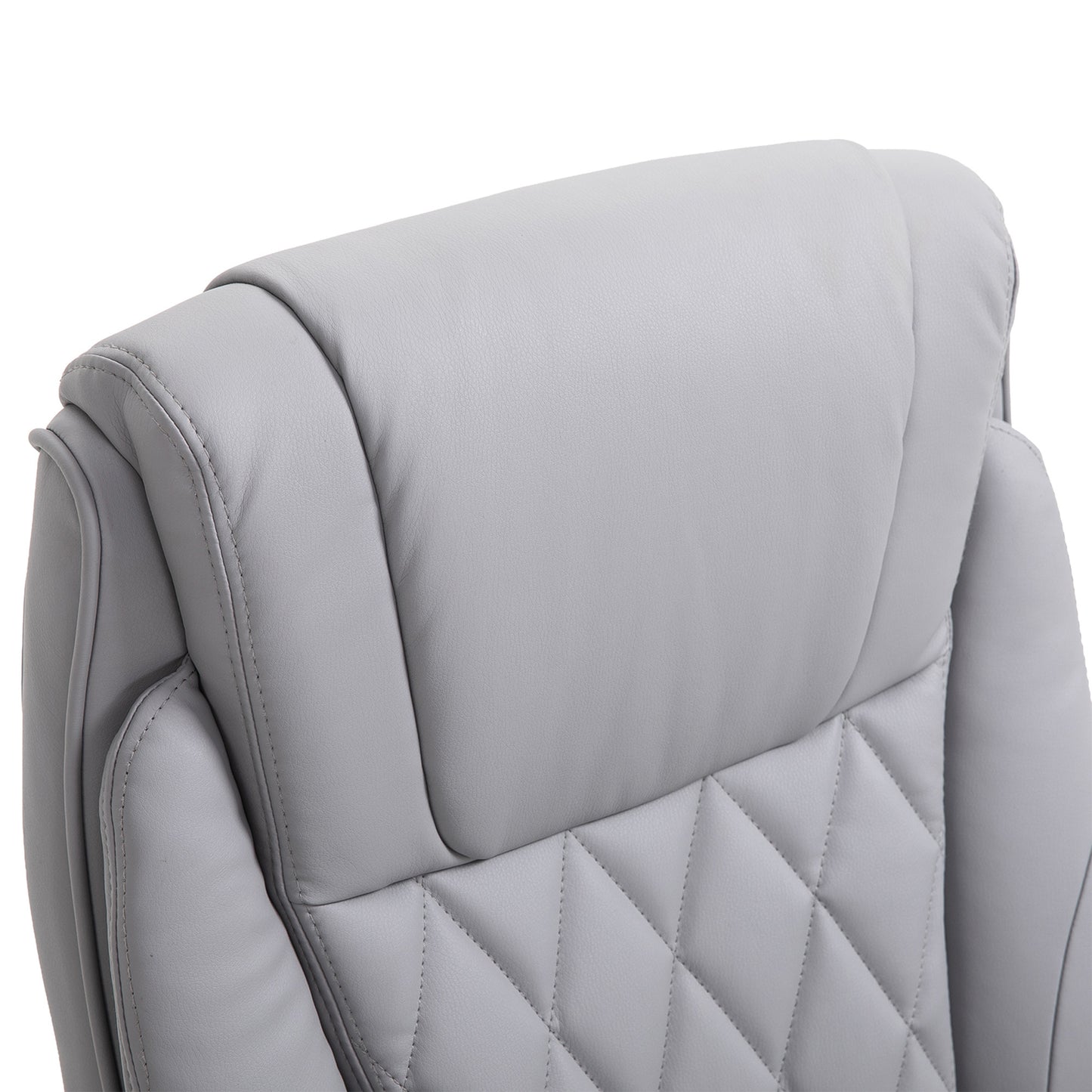 US Local Vinsetto High Back Faux Leather Home Office Chair Rocker With Adjustable Armrest For Home Office, Gray