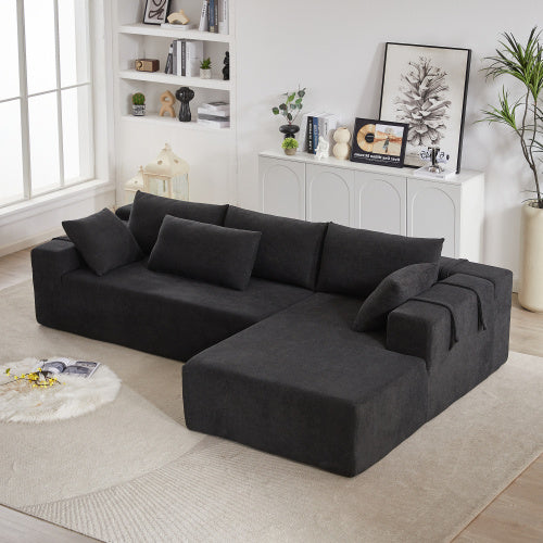 US Local Modern Chenille Upholstered Sectional Sofa Couch Set,Modular 108 L Shaped Sectional Living Room Sofa Set With 6 Pillows,Free Combination Sofa Couch For Living Room,Bedroom