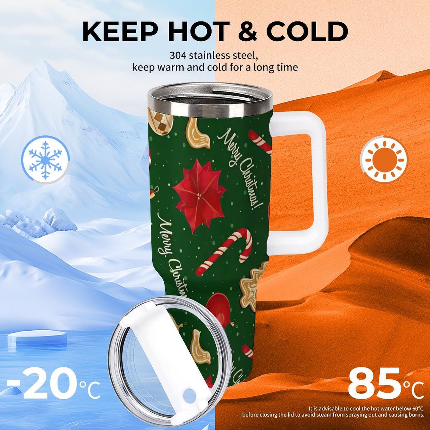 PHDT00175 POD US Local Tumbler 40 oz Large Capacity Car Cup Christmas