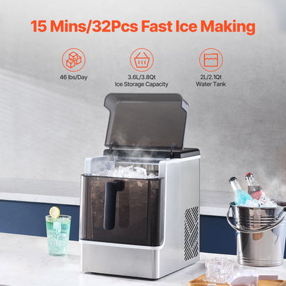US Local Portable Countertop Ice Maker 50Lbs 24H Self-Cleaning With 3 Sizes Ice Cube