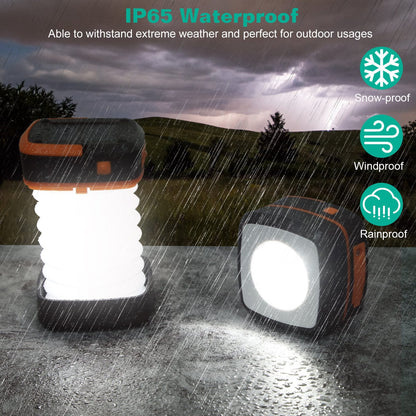 US Local Solar Camping Lantern LED Collapsible Tent Lamp USB Rechargeable Portable Emergency Camping Light For Hiking Fishing Outdoor