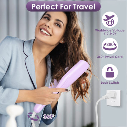 US Local 1Pc Hair Iron Curling Waver With Ceramic 1.41inch Barrel Ions Deep Hair Curler Dual Voltage Anti Scald Hair Curling Wand Hair Crimper With 5 Temperature Auto Off 30S Fast Heating