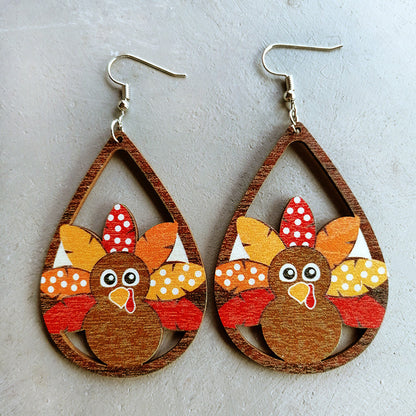 Wooden Sports Cute Earrings Thanksgiving Earrings