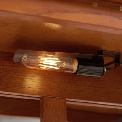 US Local Lighted Glass Cabinet Glass Wine Cabinet Curio Display Cabinet With Adjustable Glass Shelves 2 Doors And 1 Drawer Cabinet Bulb Included OAK