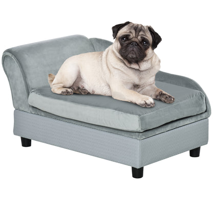Luxury Dog Bed For Small Dogs, Hidden Storage, Soft Foam Couch, Modern Pet Furniture, Gray
