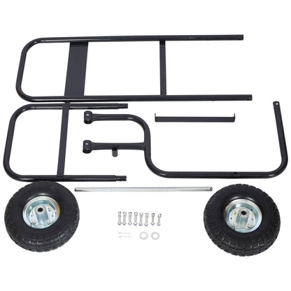 US Local Firewood Cart Fireplace Log Rlling Cart Wood Rack With Pneumatic Wheels Rlling Cart