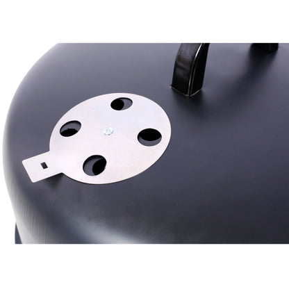 17 Inch Steel Charcoal Smoker, Heavy Duty Round Grill For Outdoor Cooking, Black