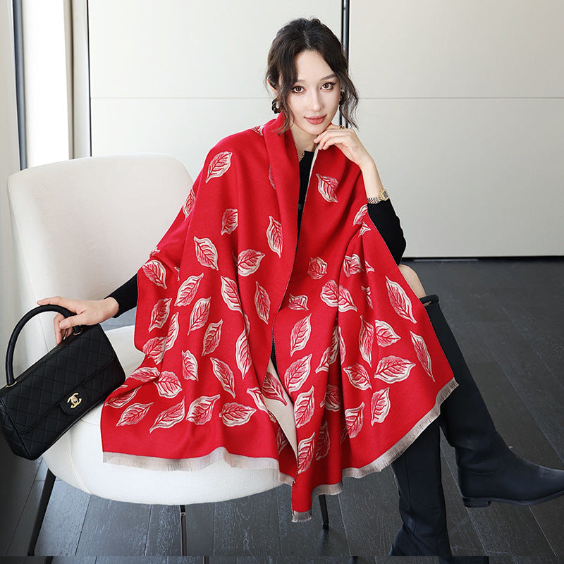 US Local Female Versatile Fashion Thickened Warm Cashmere Scarf