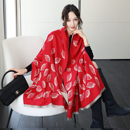 US Local Female Versatile Fashion Thickened Warm Cashmere Scarf