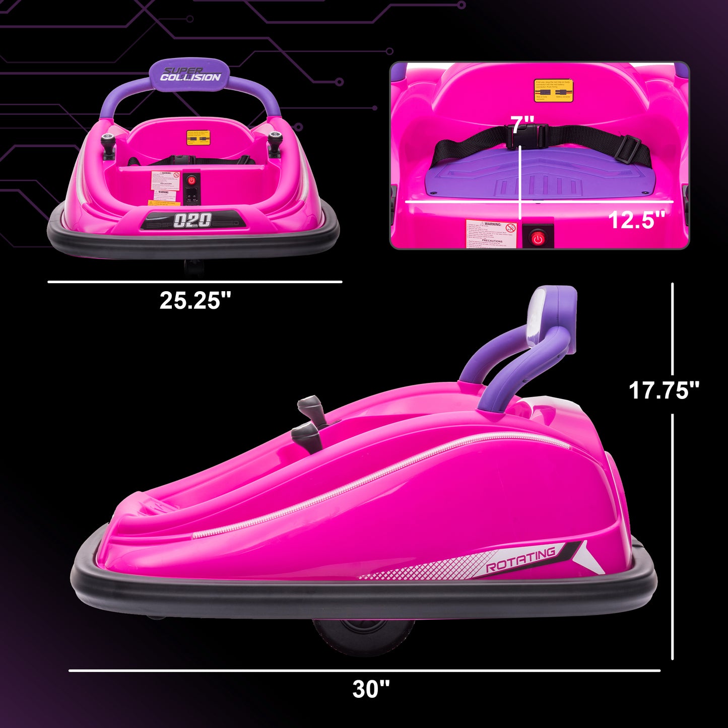 US Local 12V Kids Bumper Car Twins Motor with Parent Remote Control