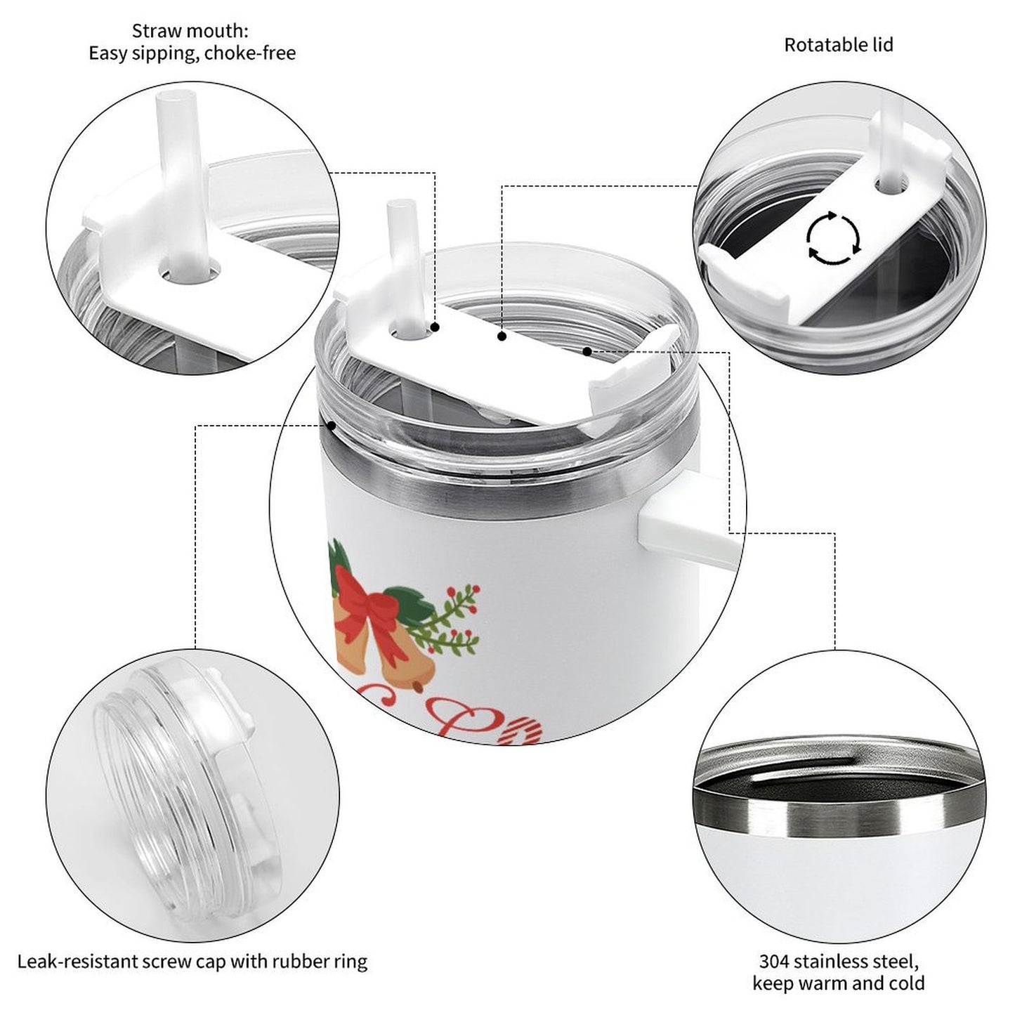 PHDT00291 POD US Local Tumbler 40 oz Large Capacity Car Cup Christmas Gift, Red